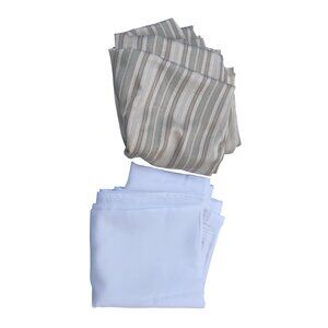 Tan/Beige, Green, Brown Shower Curtain with Shower Liner and Shower Rings Used